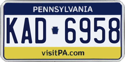 PA license plate KAD6958