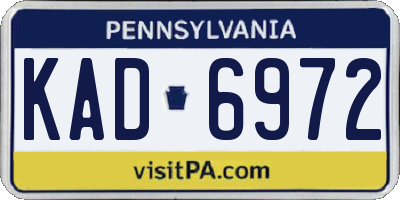 PA license plate KAD6972