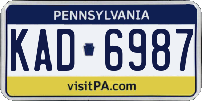 PA license plate KAD6987