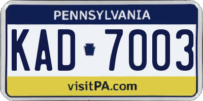 PA license plate KAD7003