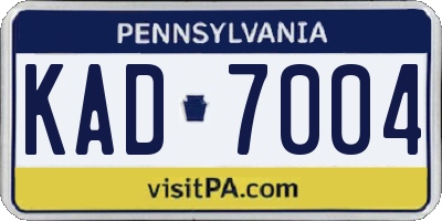 PA license plate KAD7004