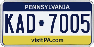 PA license plate KAD7005