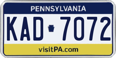 PA license plate KAD7072