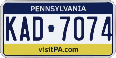 PA license plate KAD7074