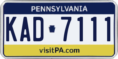 PA license plate KAD7111