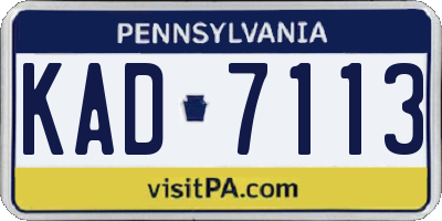PA license plate KAD7113