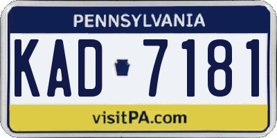 PA license plate KAD7181