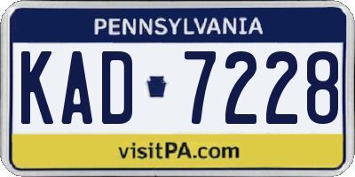 PA license plate KAD7228