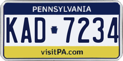 PA license plate KAD7234