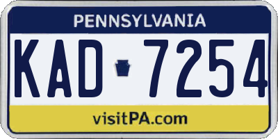 PA license plate KAD7254
