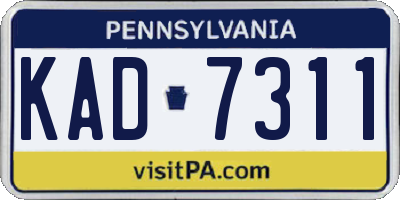 PA license plate KAD7311