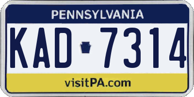 PA license plate KAD7314