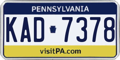PA license plate KAD7378