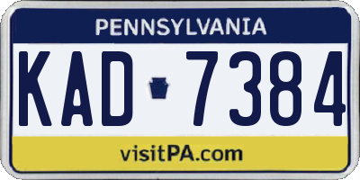 PA license plate KAD7384