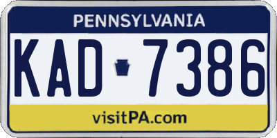 PA license plate KAD7386