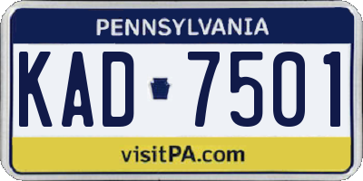 PA license plate KAD7501