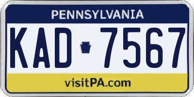 PA license plate KAD7567