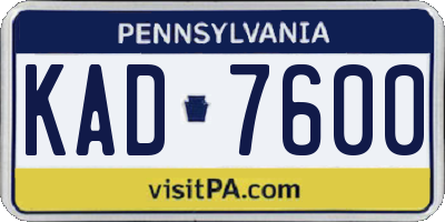 PA license plate KAD7600