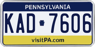 PA license plate KAD7606