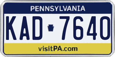 PA license plate KAD7640