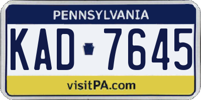 PA license plate KAD7645
