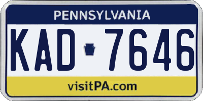PA license plate KAD7646