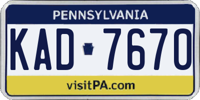 PA license plate KAD7670