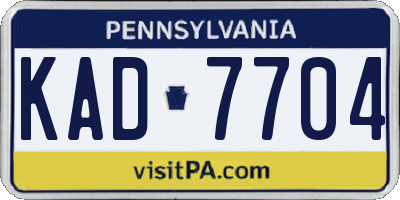 PA license plate KAD7704