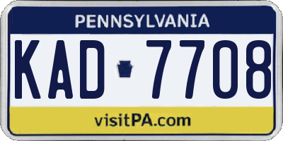 PA license plate KAD7708