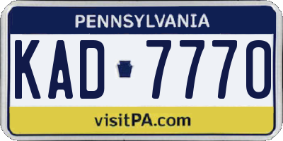 PA license plate KAD7770