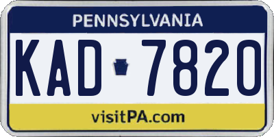 PA license plate KAD7820