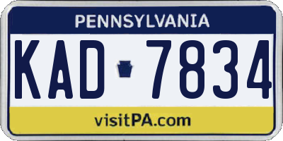 PA license plate KAD7834