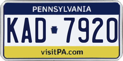 PA license plate KAD7920