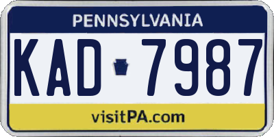 PA license plate KAD7987