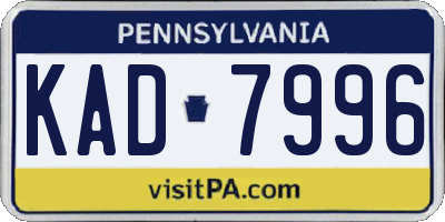 PA license plate KAD7996