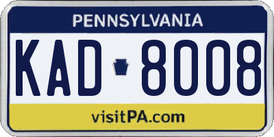 PA license plate KAD8008