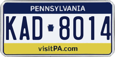 PA license plate KAD8014