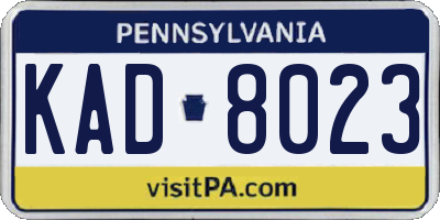 PA license plate KAD8023