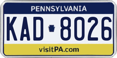 PA license plate KAD8026