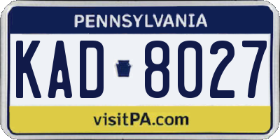 PA license plate KAD8027