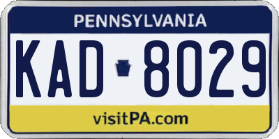 PA license plate KAD8029