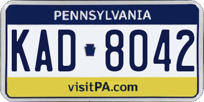 PA license plate KAD8042