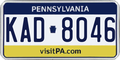 PA license plate KAD8046