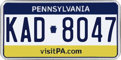 PA license plate KAD8047