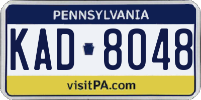PA license plate KAD8048