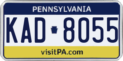 PA license plate KAD8055
