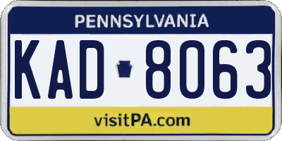 PA license plate KAD8063