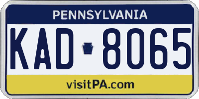 PA license plate KAD8065