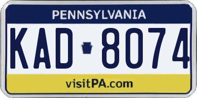 PA license plate KAD8074