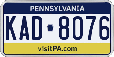 PA license plate KAD8076
